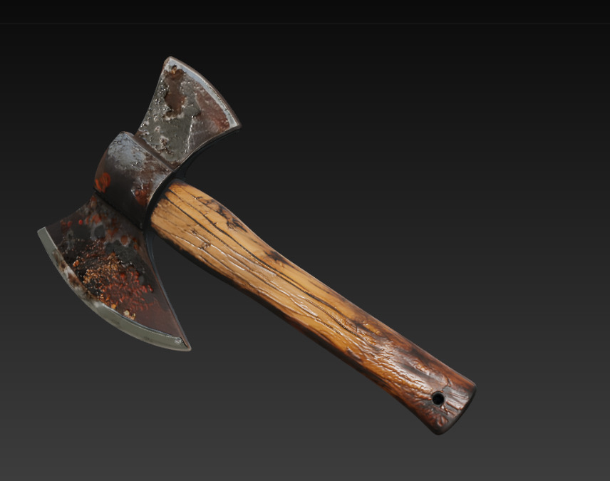 Realistic rusty axe 3D model_1