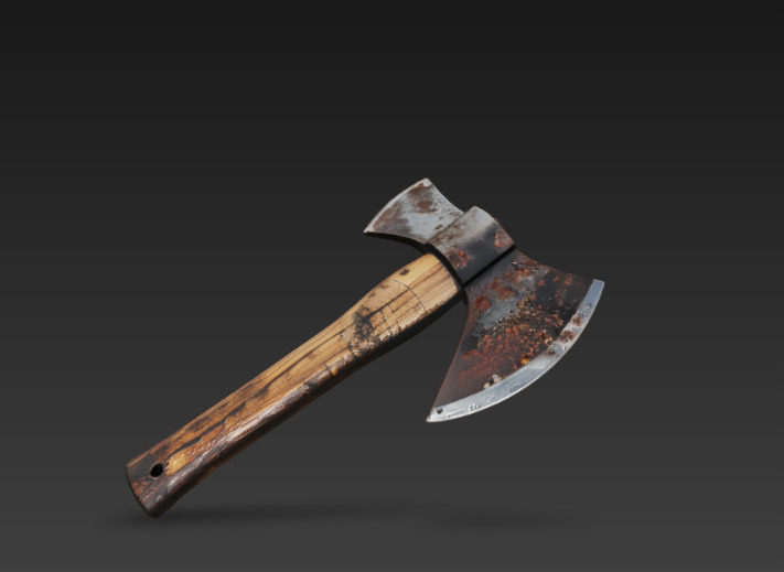 Realistic rusty axe 3D model_4