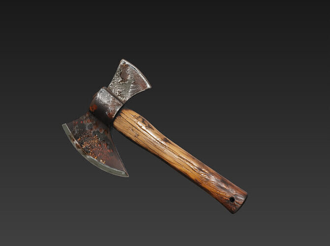 Realistic rusty axe 3D model