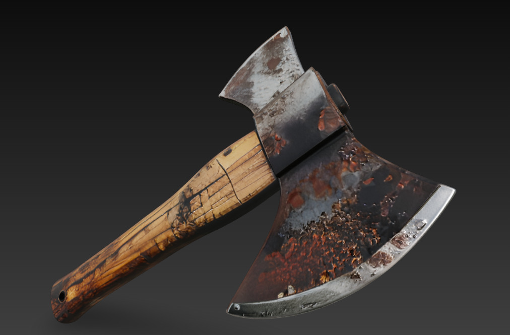Realistic rusty axe 3D model_2