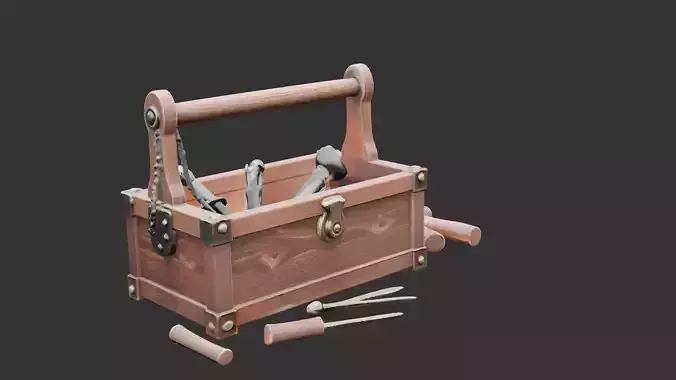 Old Toolbox with Scattered Tools