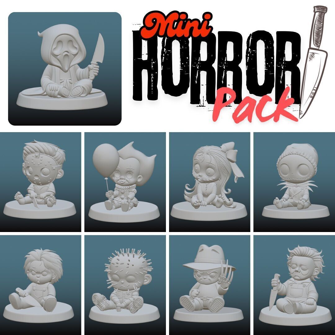 Horror Icons Mega Pack Chibi Comic Version of 9 Horror Movie 3D print model_1