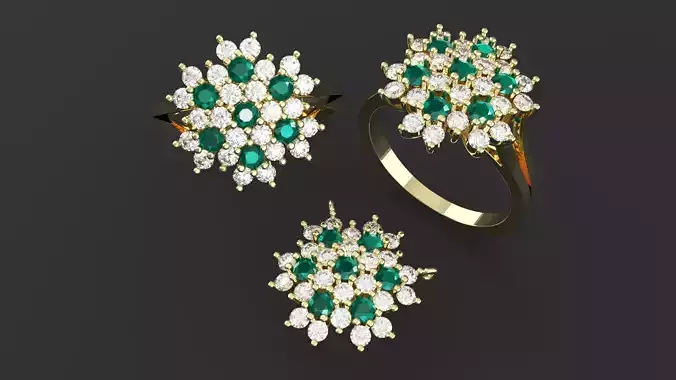 Ring and Necklace Diamond Jewelry Set