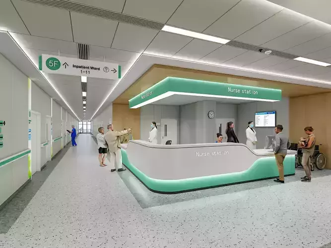 Hospital corridor Nurses station 4 3D model