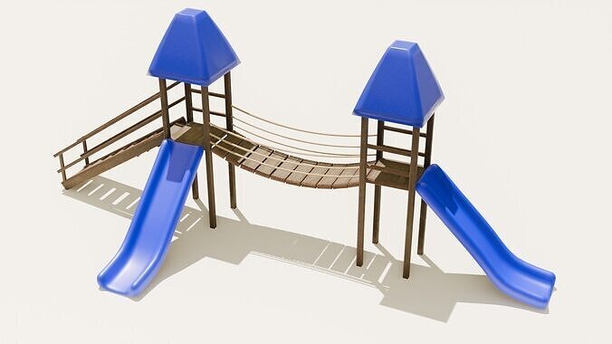 Playground castle with a slide Low-poly 3D model