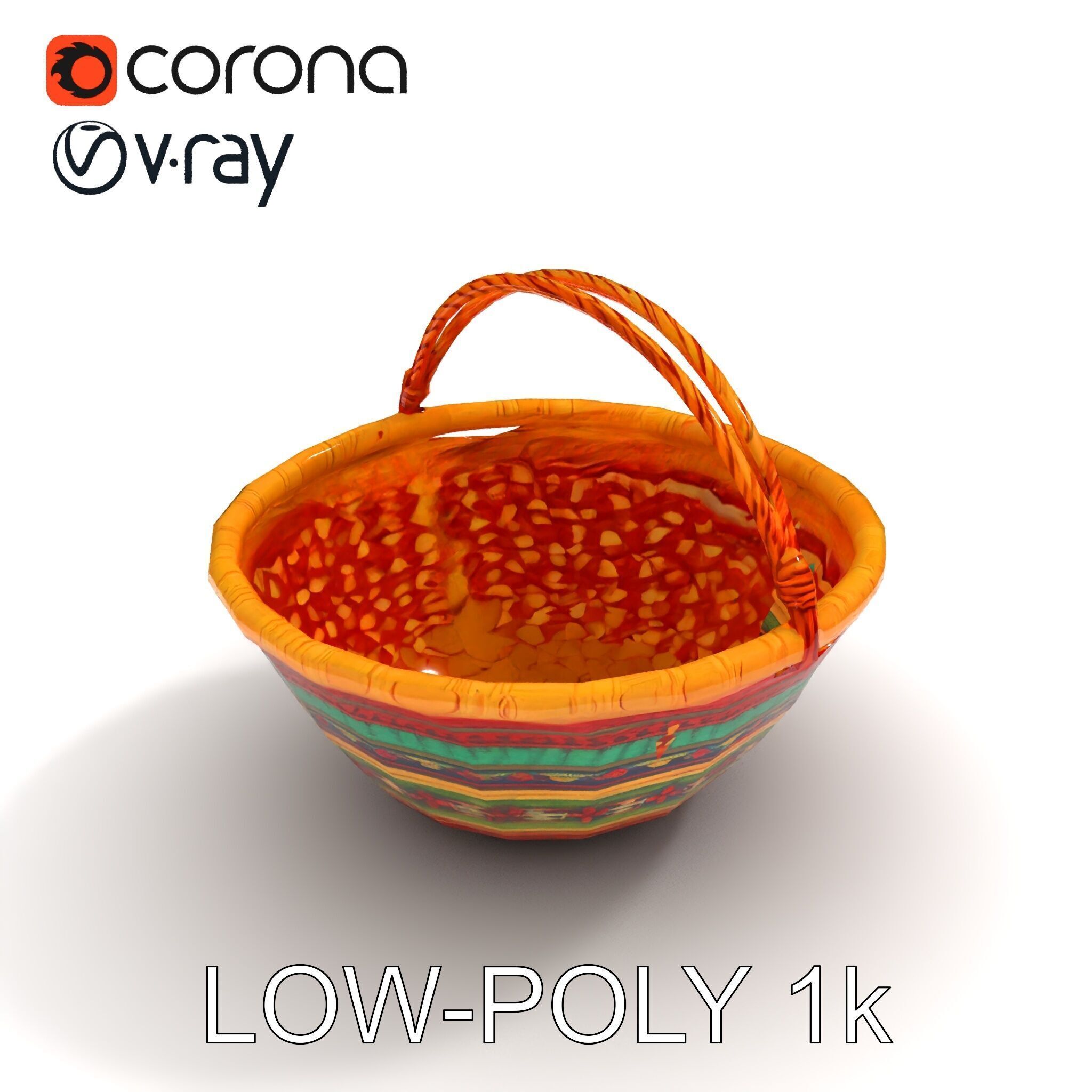 Colorful Woven Basket Model Pack Low-poly 3D model_12