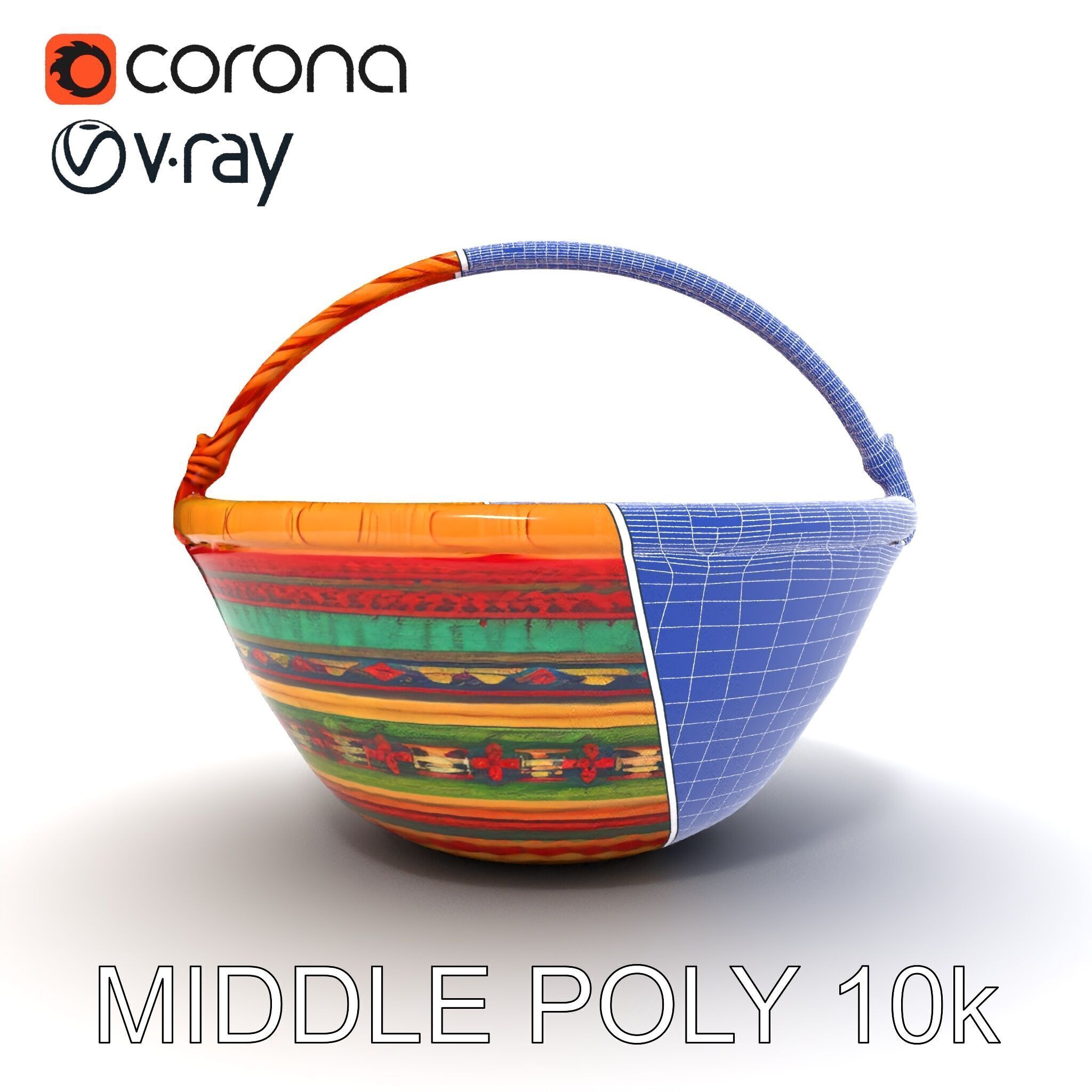 Colorful Woven Basket Model Pack Low-poly 3D model_17