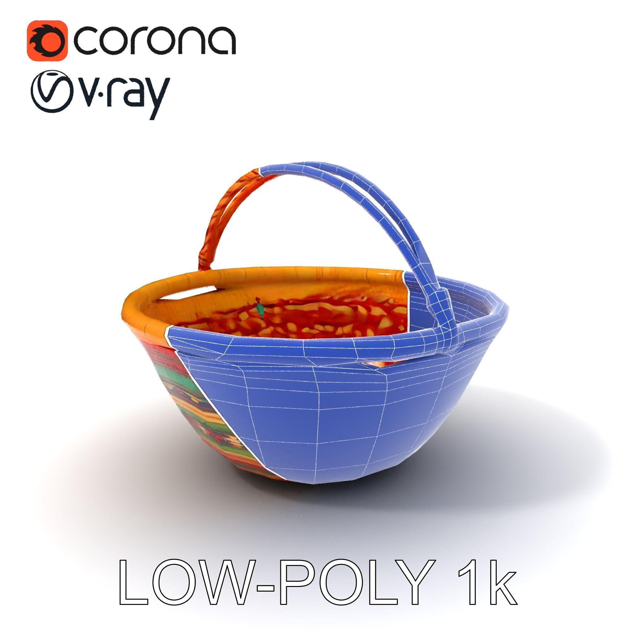 Colorful Woven Basket Model Pack Low-poly 3D model_22