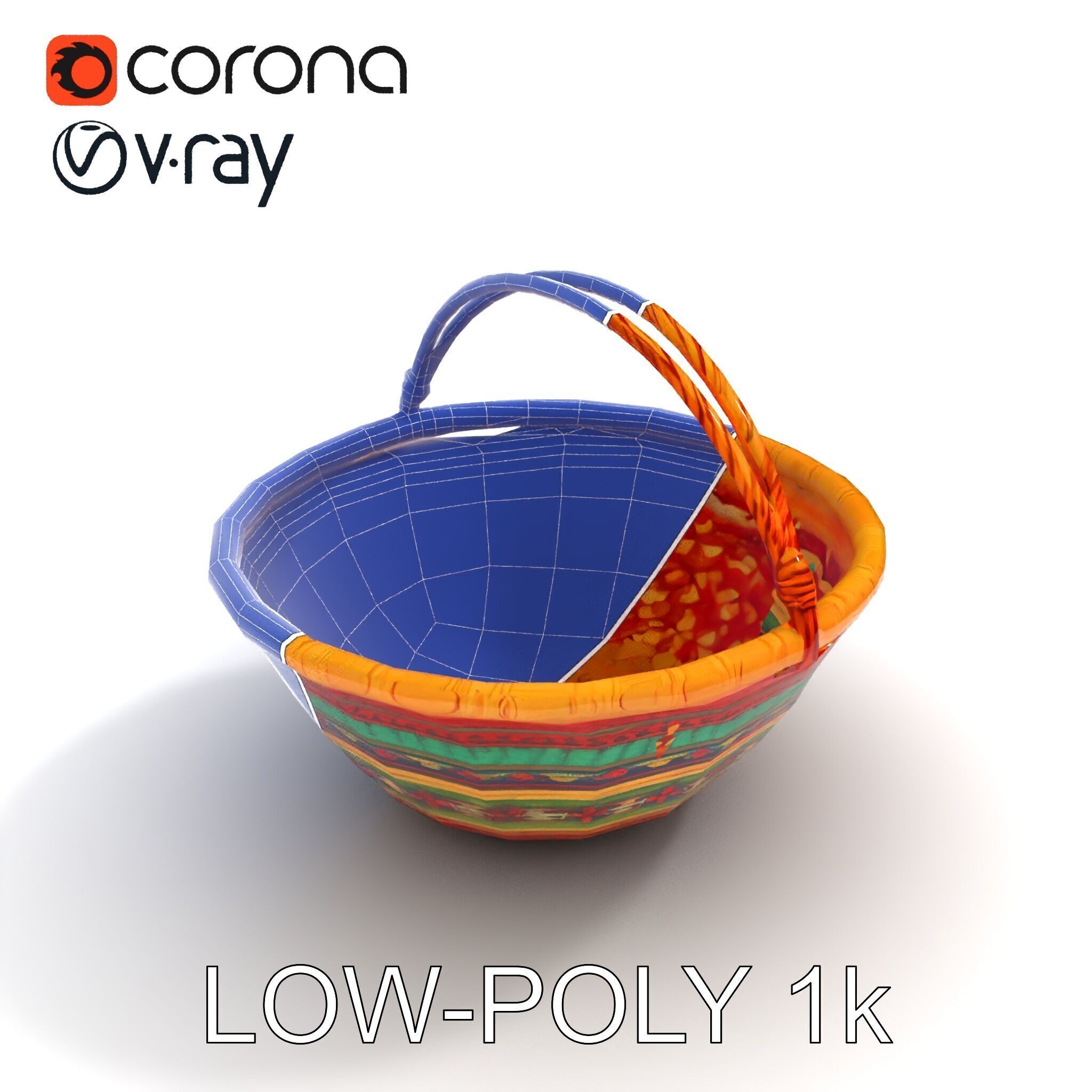 Colorful Woven Basket Model Pack Low-poly 3D model_31