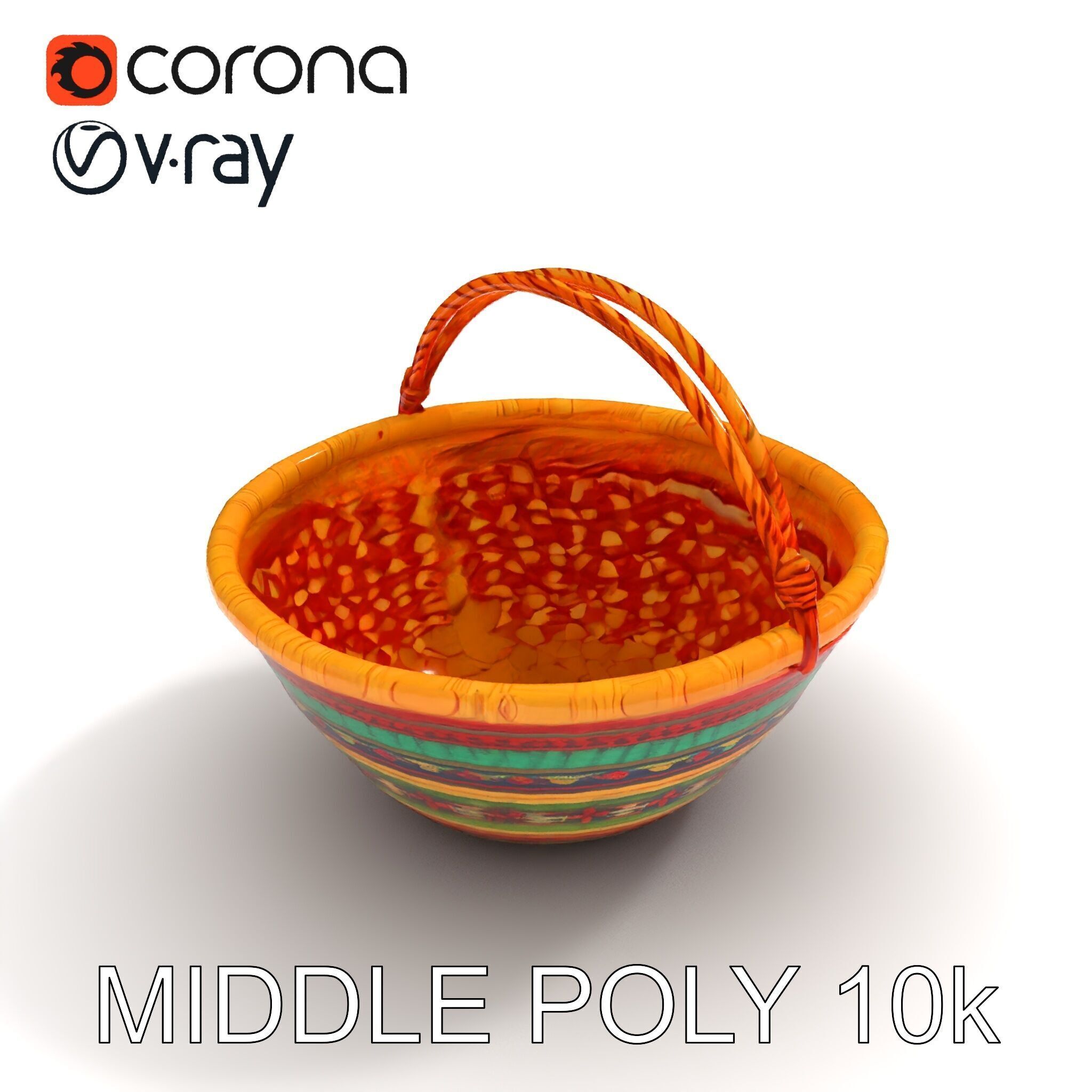 Colorful Woven Basket Model Pack Low-poly 3D model_27