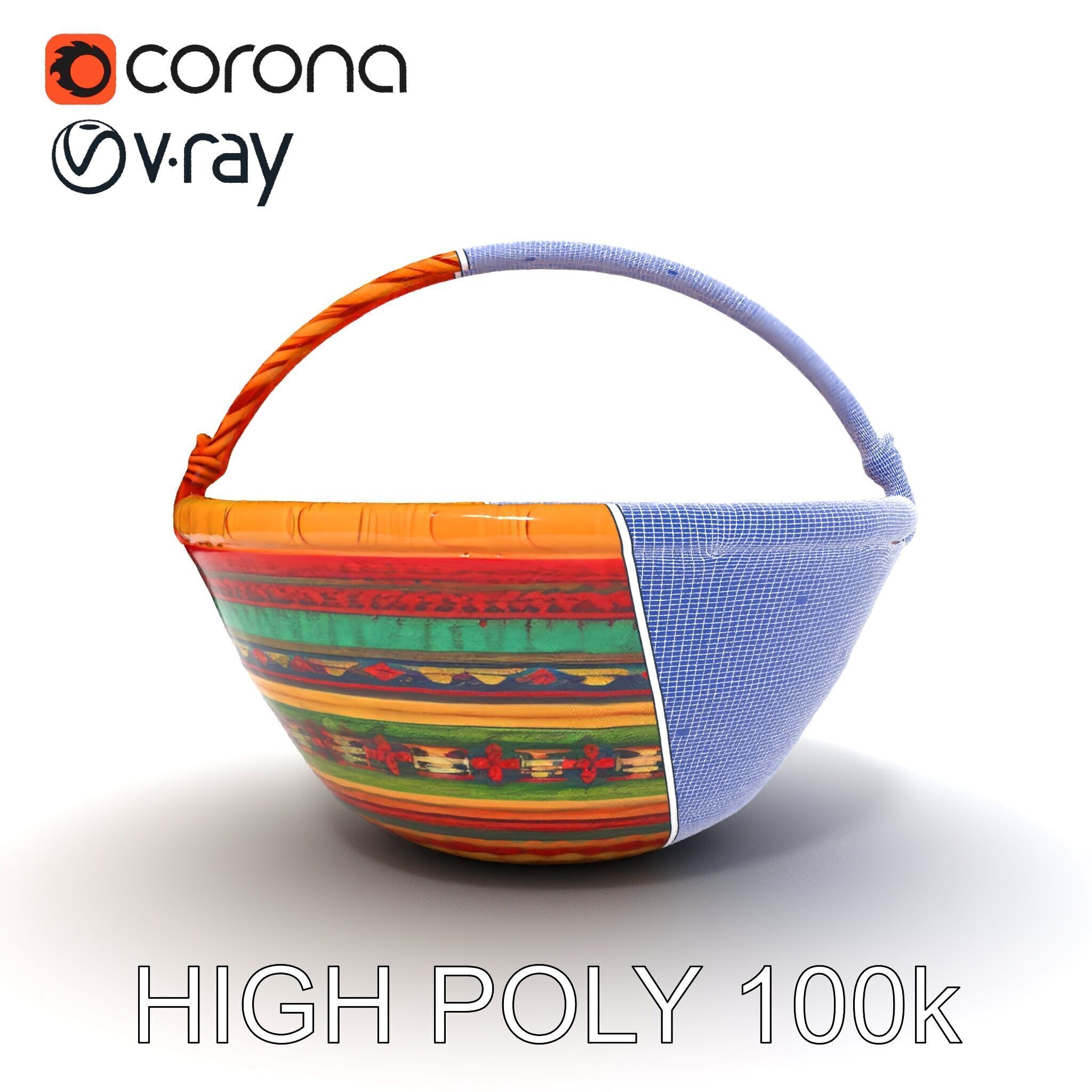 Colorful Woven Basket Model Pack Low-poly 3D model_35