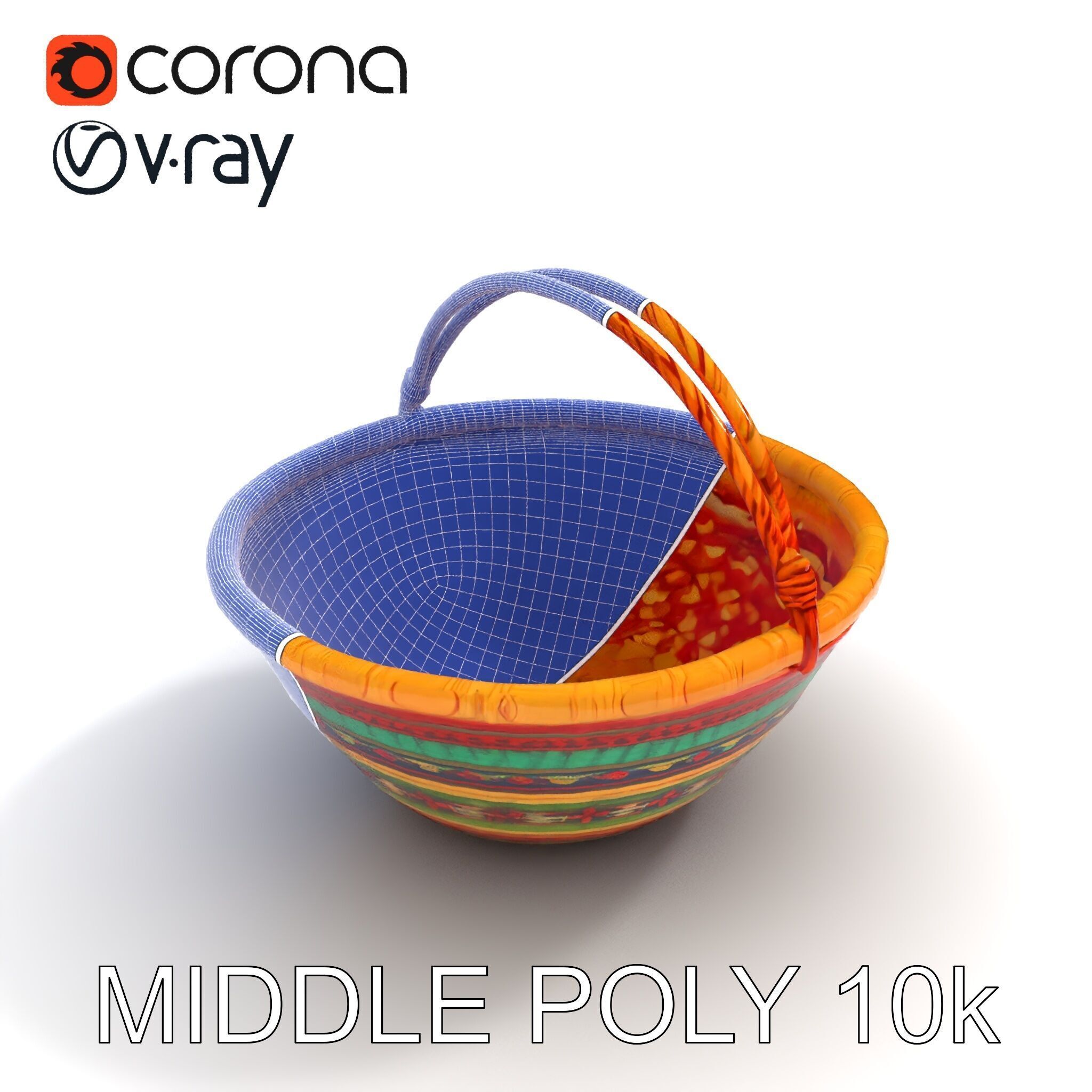 Colorful Woven Basket Model Pack Low-poly 3D model_24