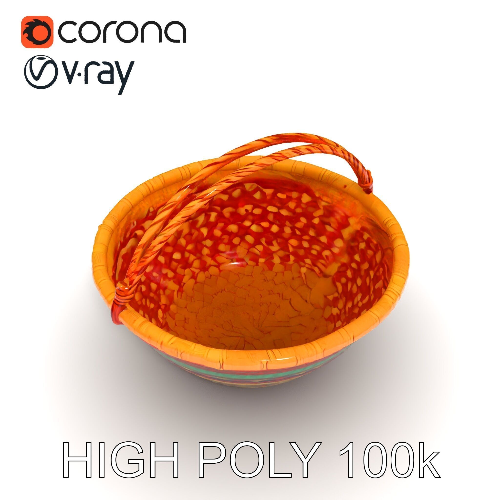 Colorful Woven Basket Model Pack Low-poly 3D model_32