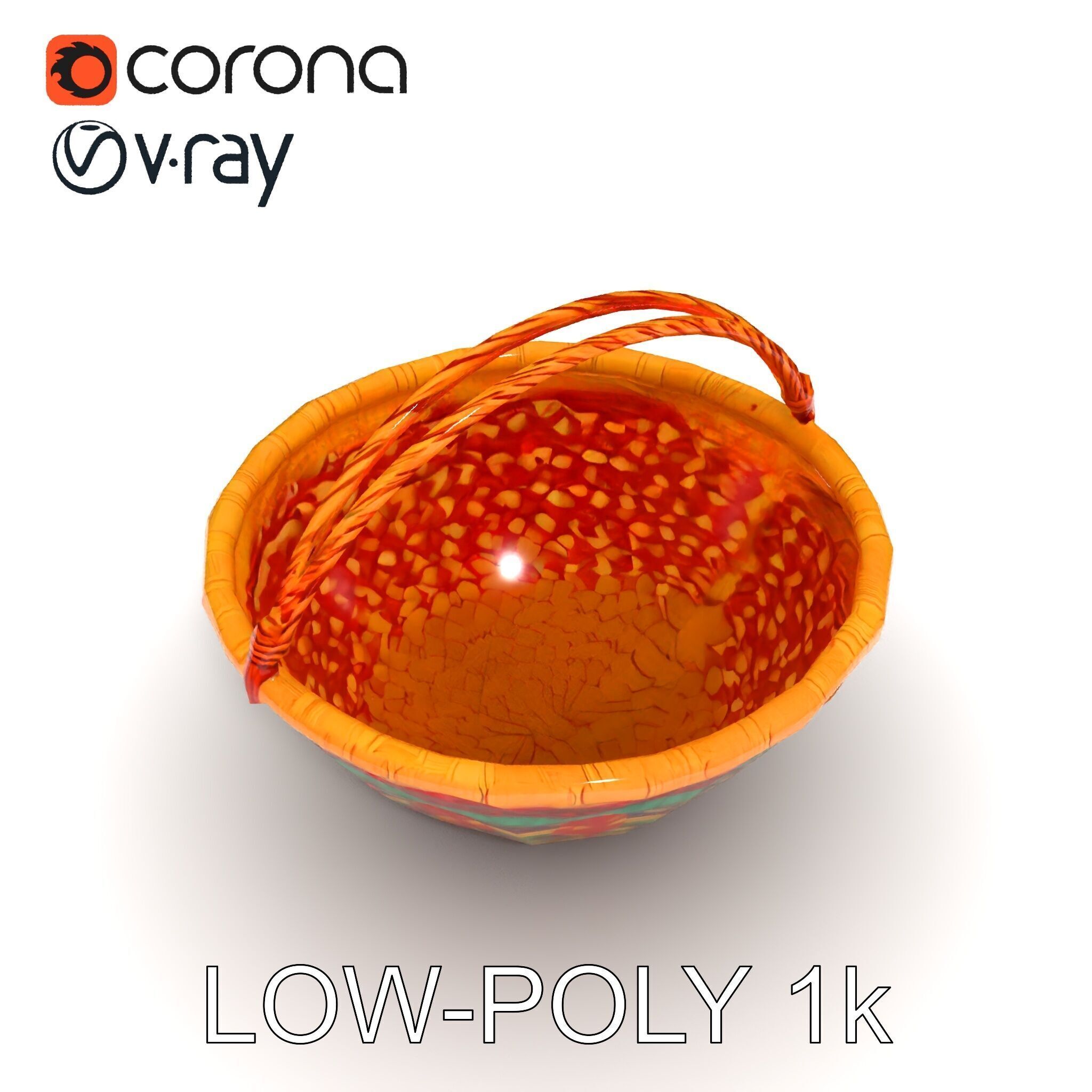 Colorful Woven Basket Model Pack Low-poly 3D model_25