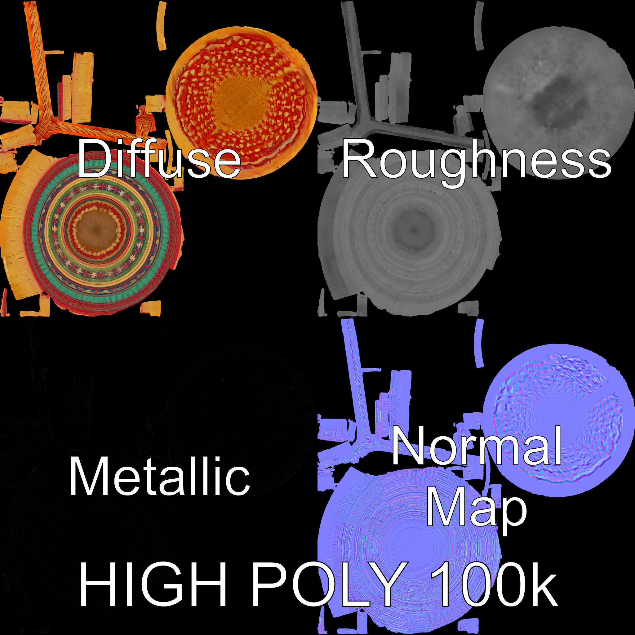 Colorful Woven Basket Model Pack Low-poly 3D model_2