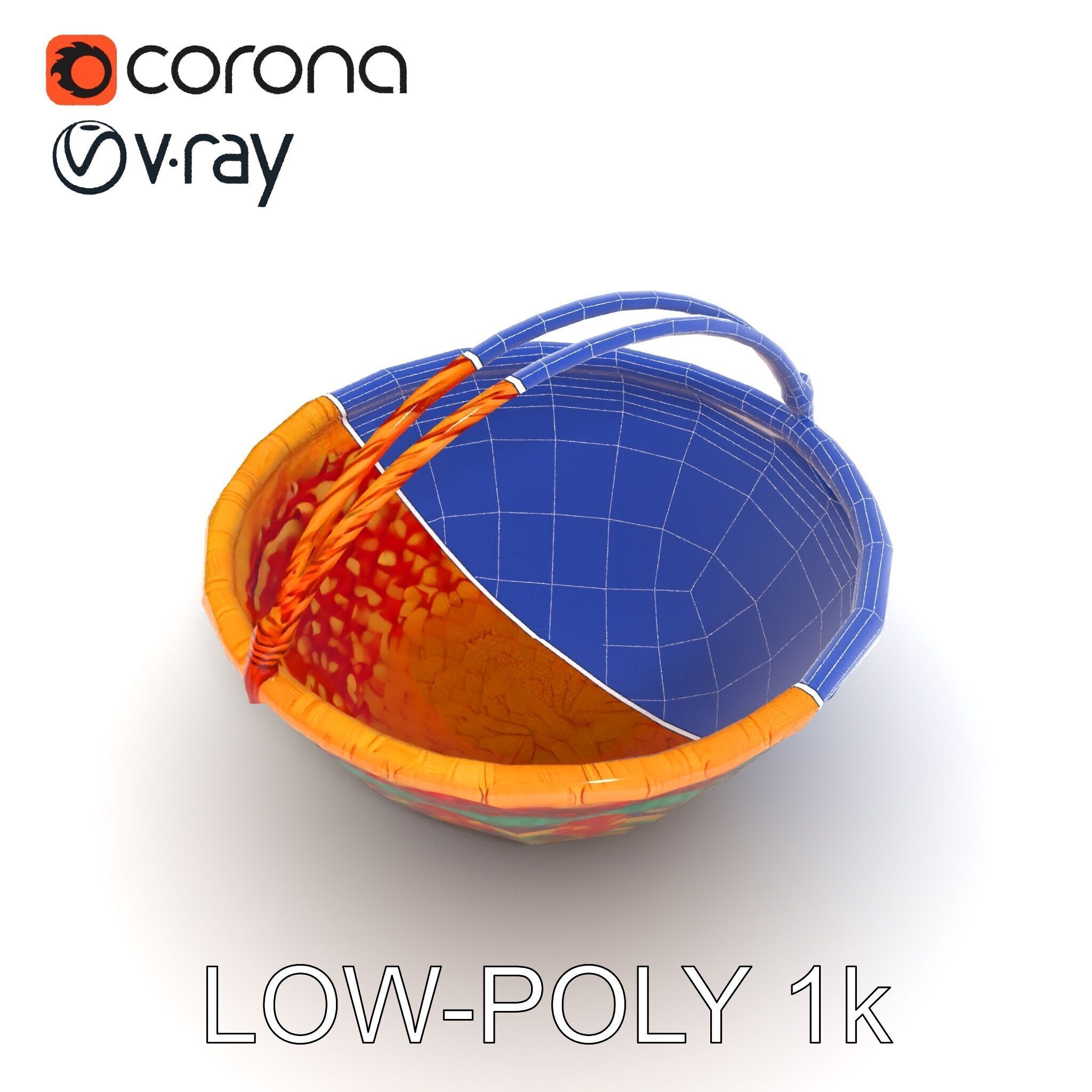 Colorful Woven Basket Model Pack Low-poly 3D model_20