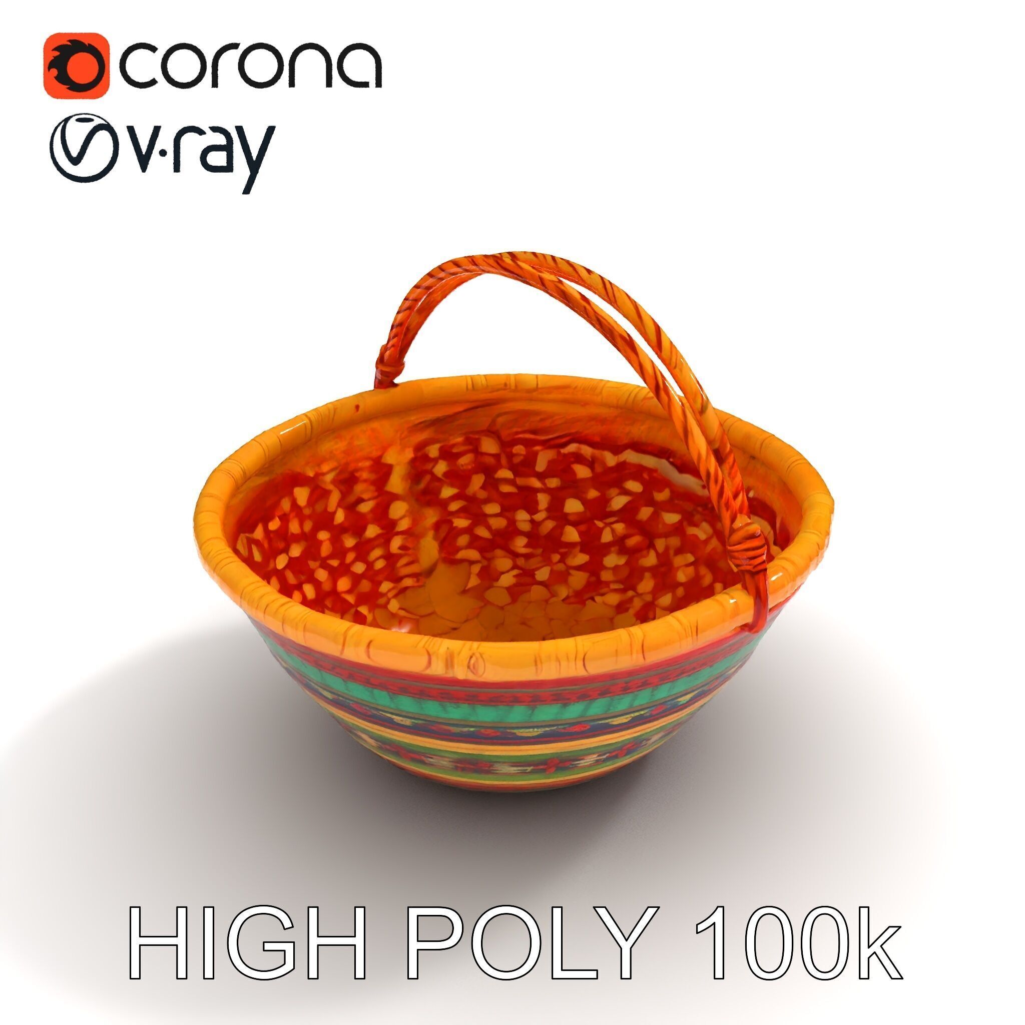 Colorful Woven Basket Model Pack Low-poly 3D model_16