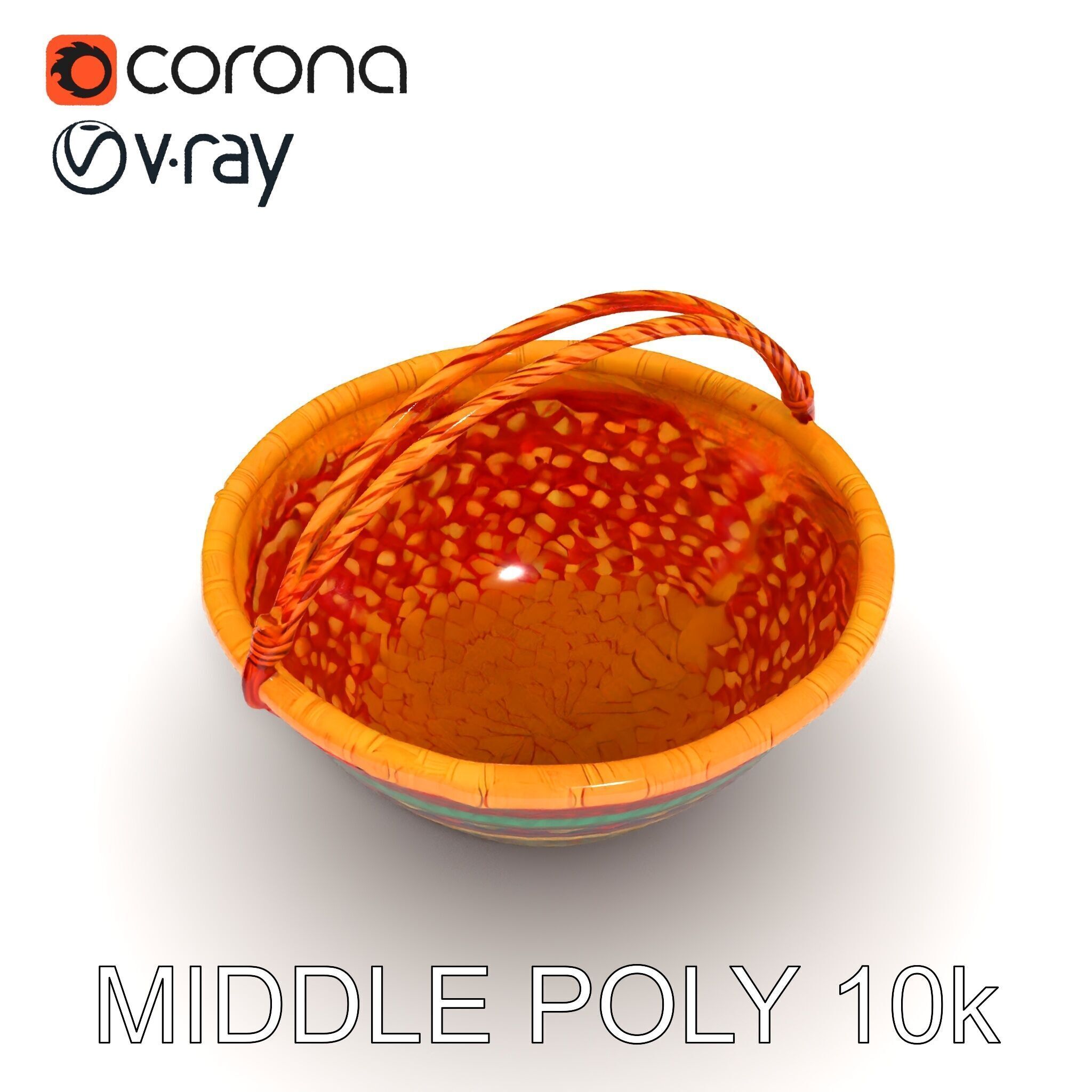Colorful Woven Basket Model Pack Low-poly 3D model_30