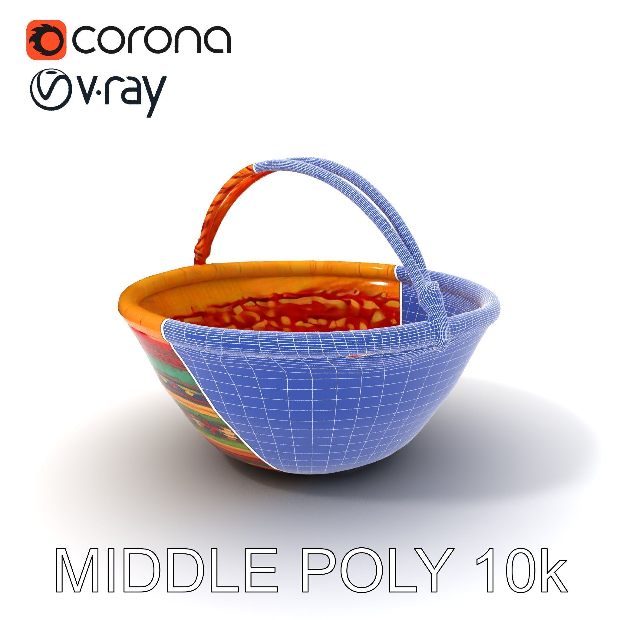 Colorful Woven Basket Model Pack Low-poly 3D model_21