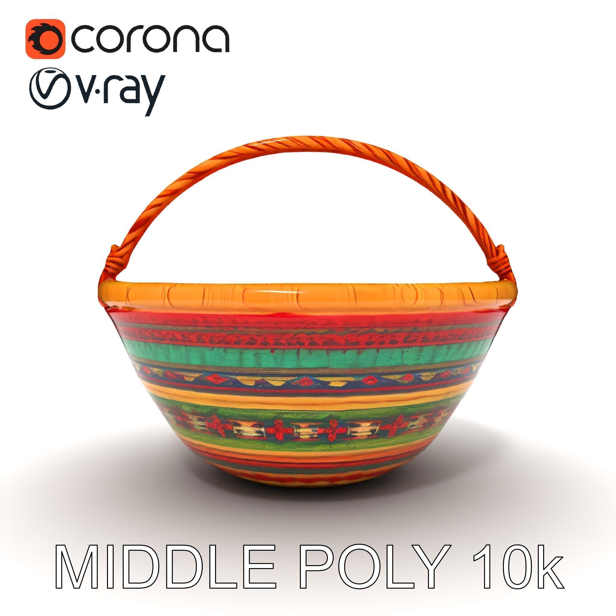 Colorful Woven Basket Model Pack Low-poly 3D model_11