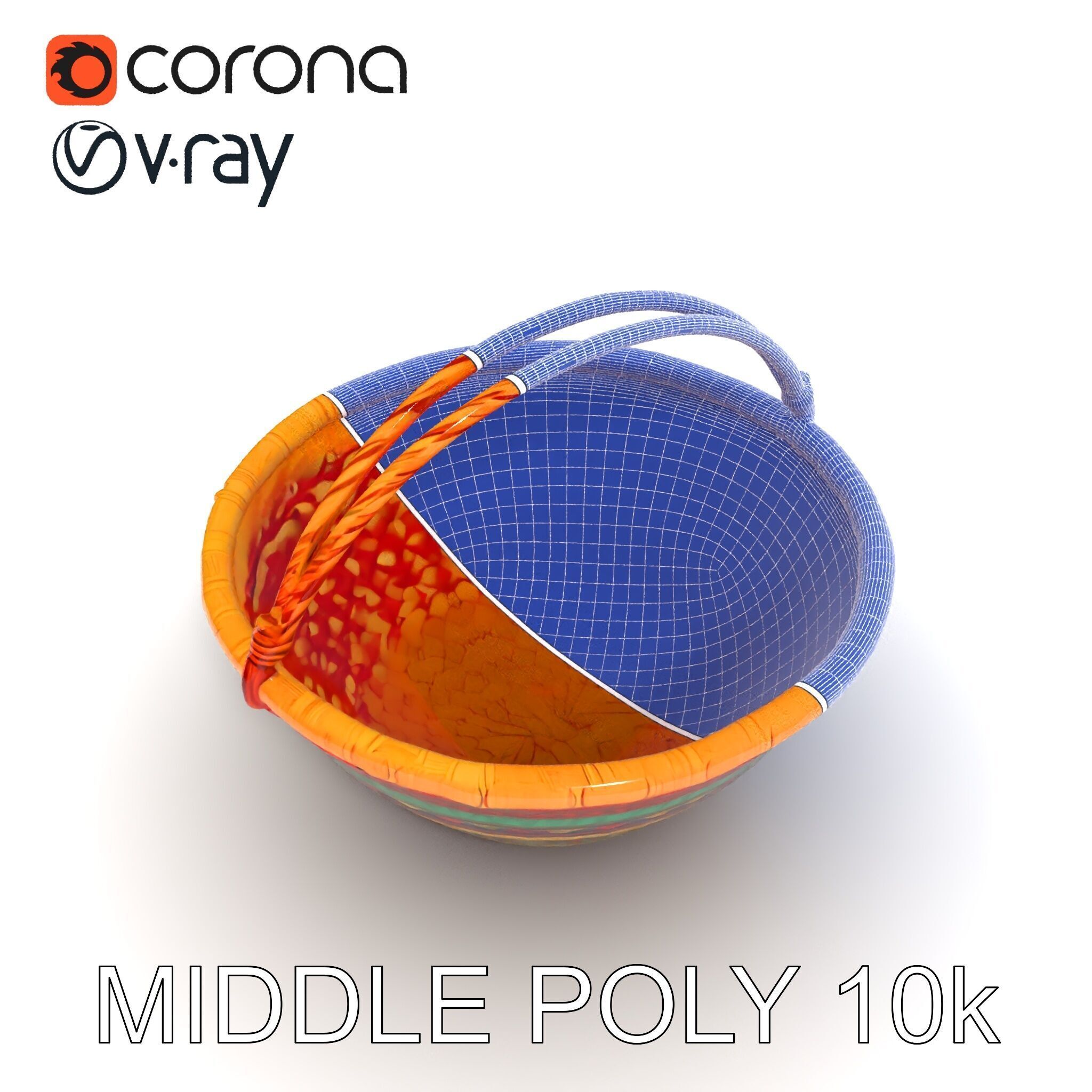 Colorful Woven Basket Model Pack Low-poly 3D model_19