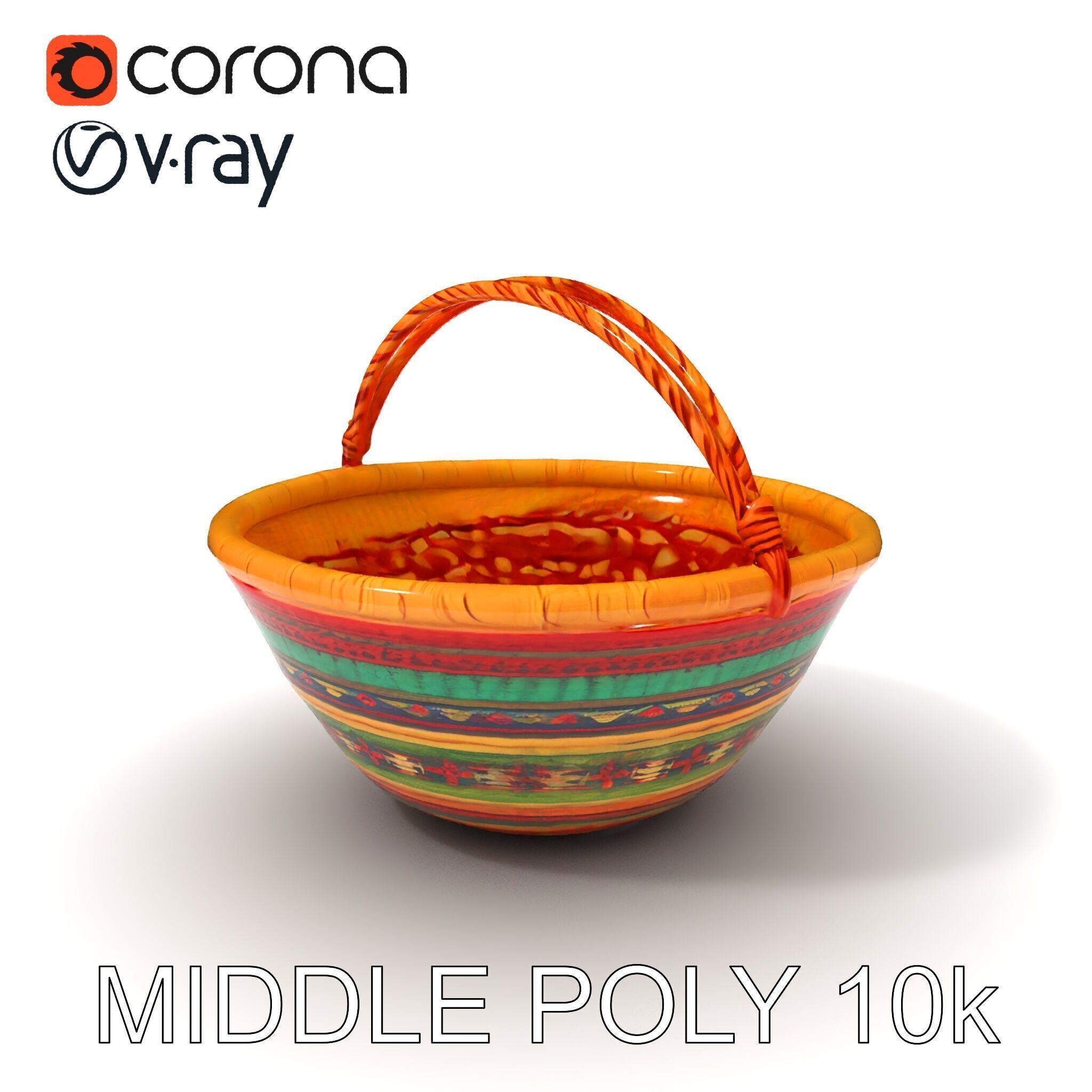Colorful Woven Basket Model Pack Low-poly 3D model_8