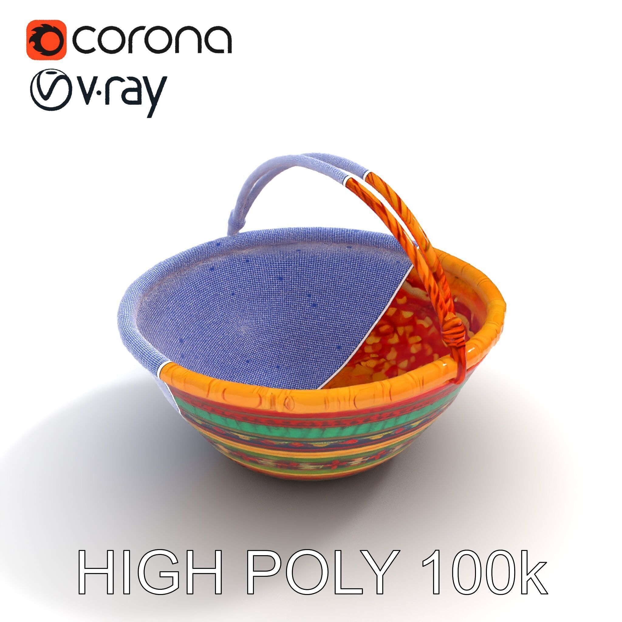 Colorful Woven Basket Model Pack Low-poly 3D model_26