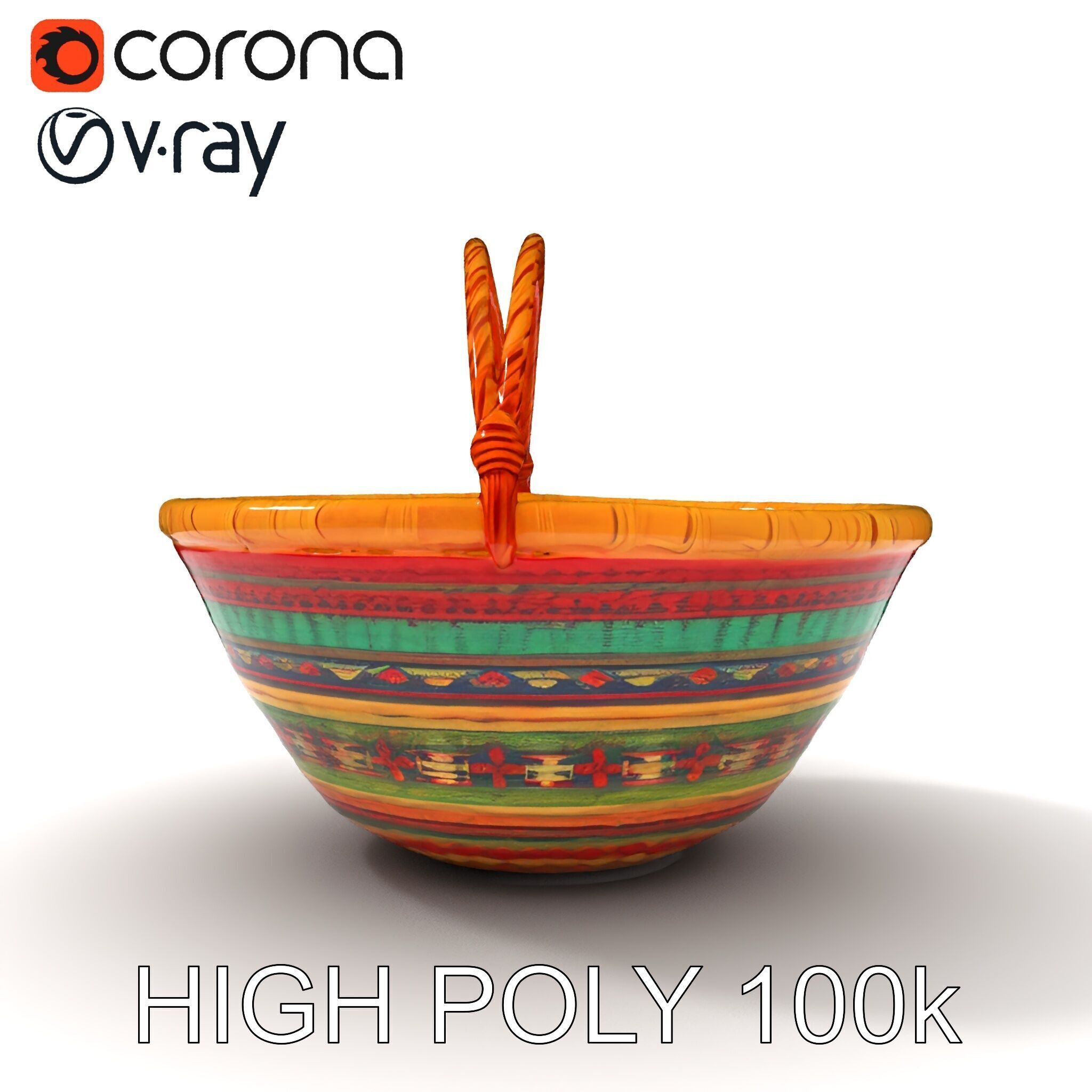 Colorful Woven Basket Model Pack Low-poly 3D model_23