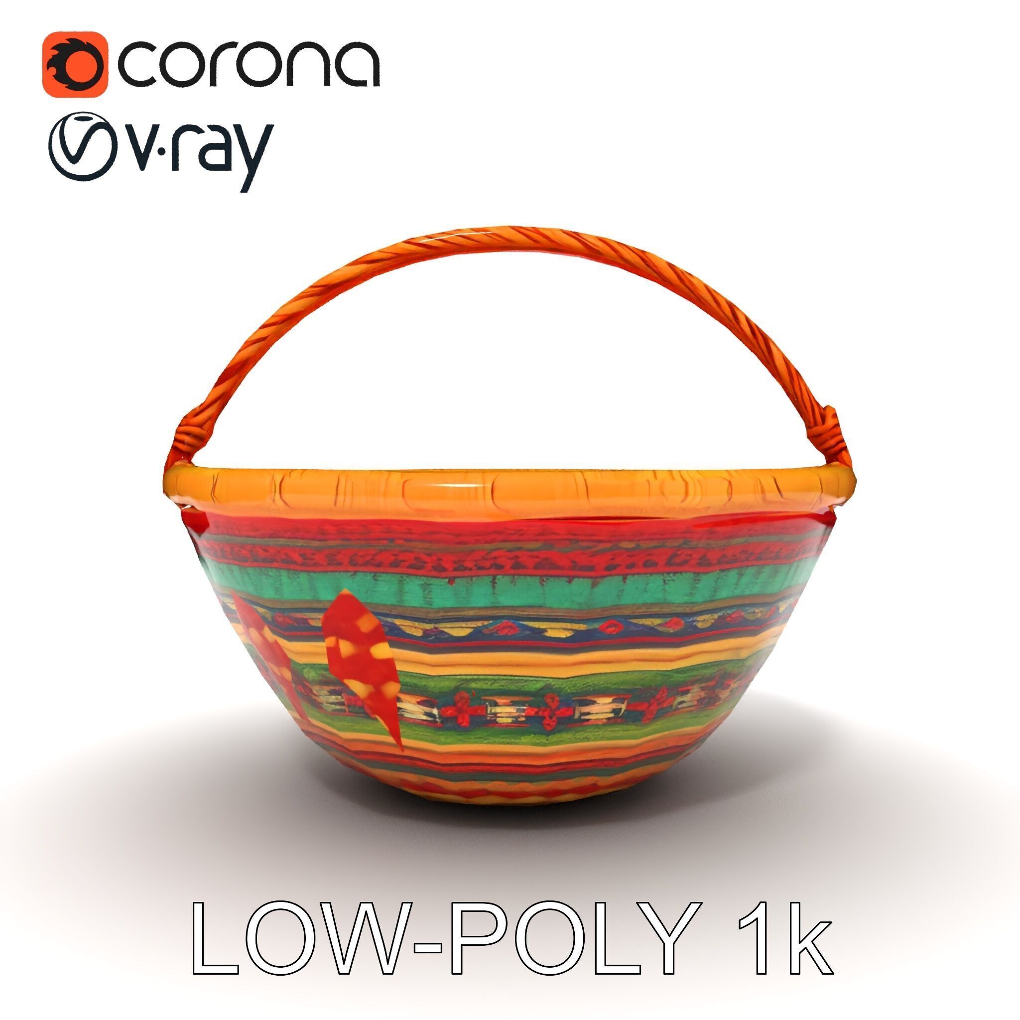 Colorful Woven Basket Model Pack Low-poly 3D model_18