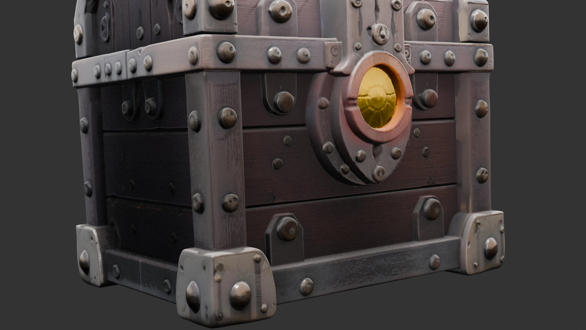 Timeworn Treasure Chest with Glowing Lock Low-poly 3D model_2