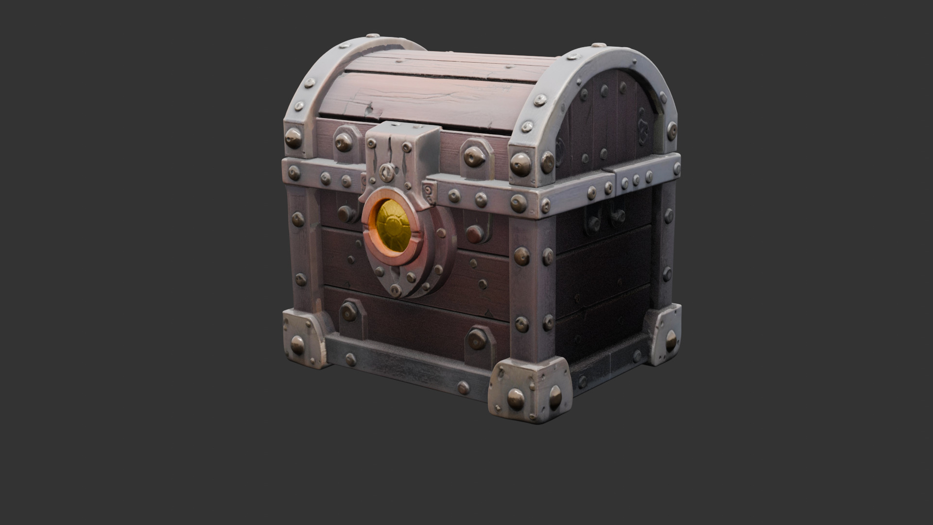 Timeworn Treasure Chest with Glowing Lock Low-poly 3D model_6