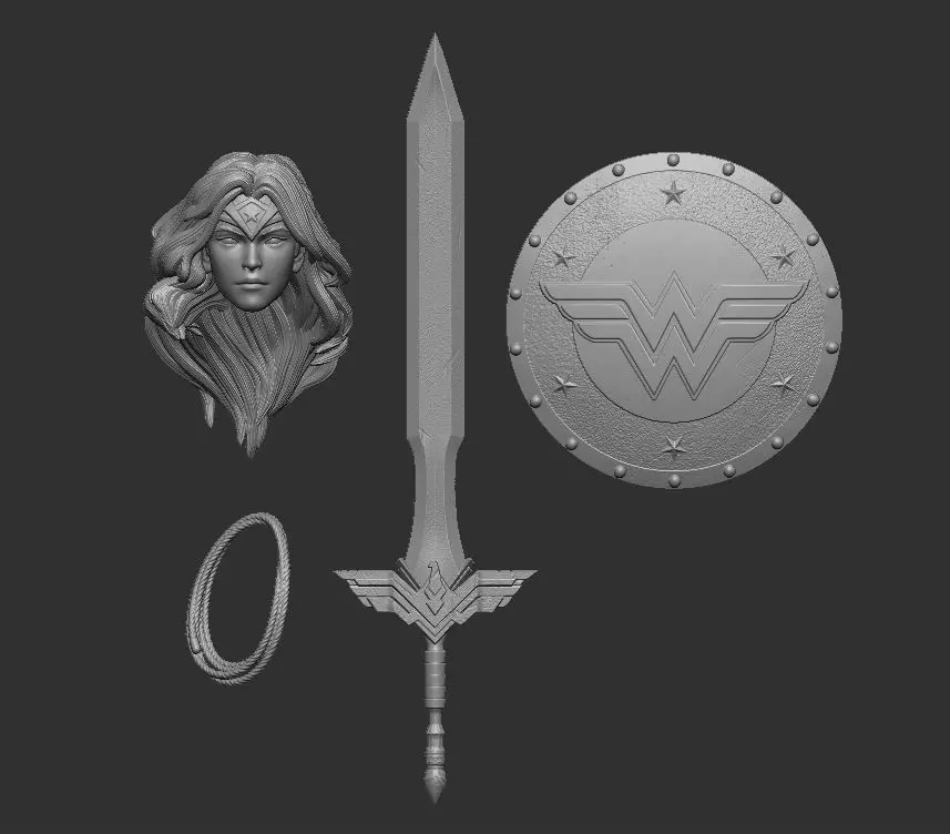 Wonderwoman Headsculpt for Action Figures 3D print model_0