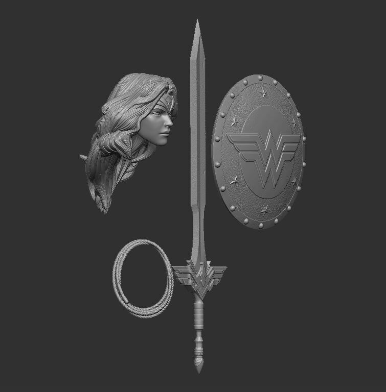 Wonderwoman Headsculpt for Action Figures 3D print model_1
