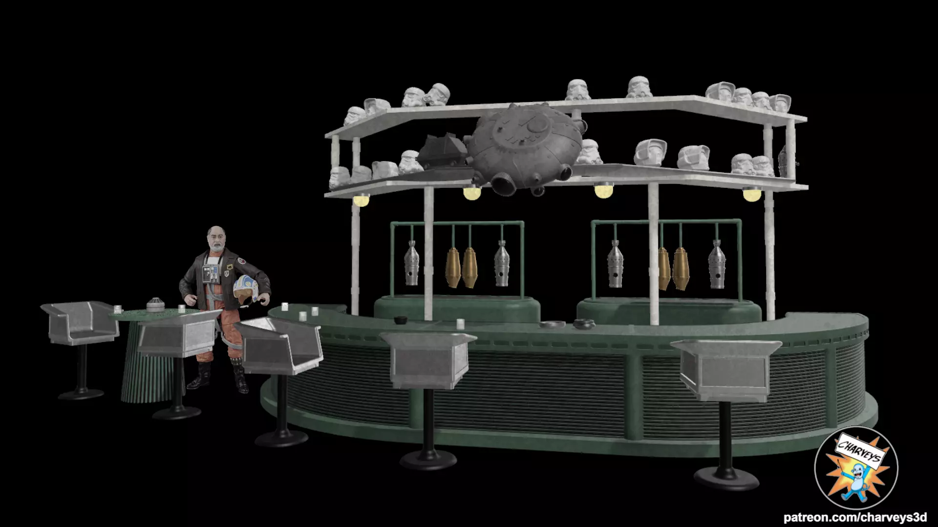 Star Wars Adelphi Cantina Diorama for 4 and 6 inch figures 3D print model