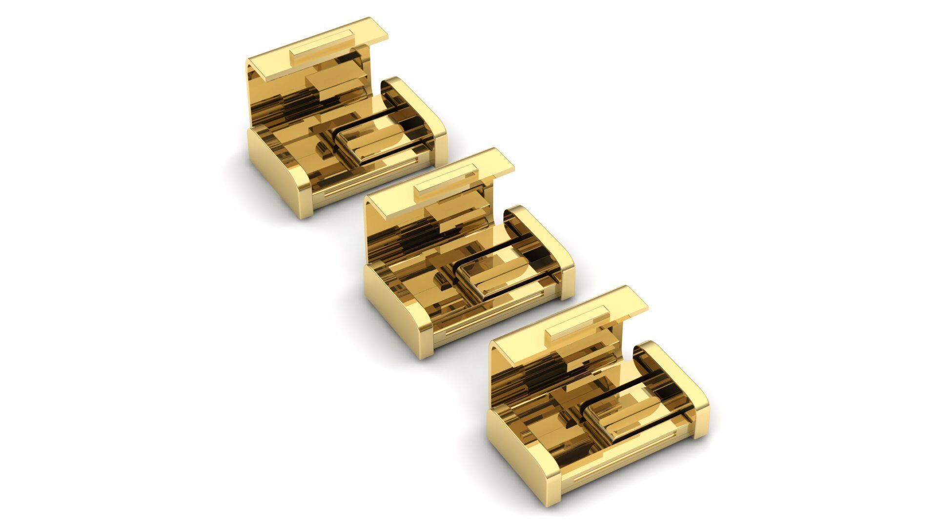 PACK Cuban Locks Clasp 14mm 15mm 16mm 3D print model_1