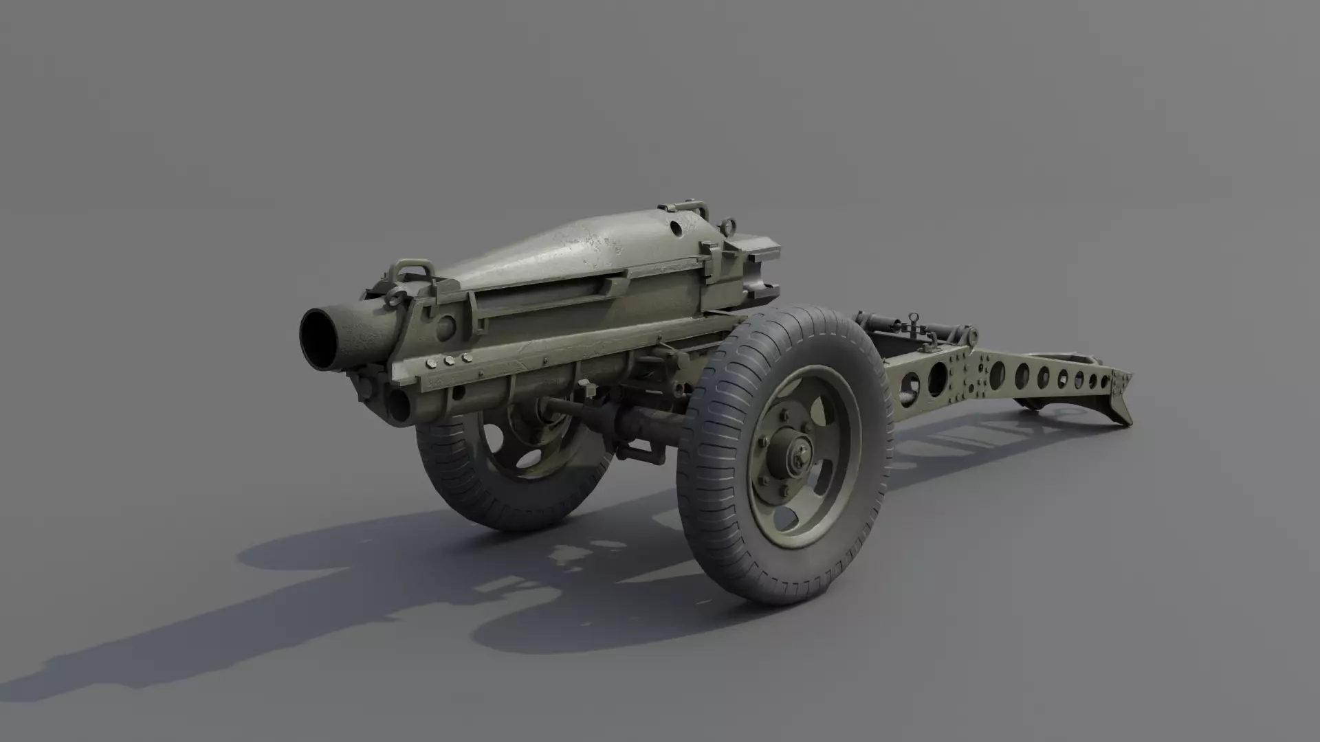 75mm pack howitzer M1A1 Low-poly 3D model_0