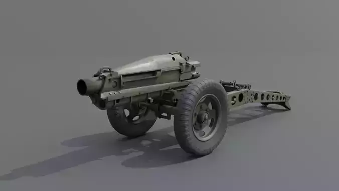 75mm pack howitzer M1A1 Low-poly 3D model