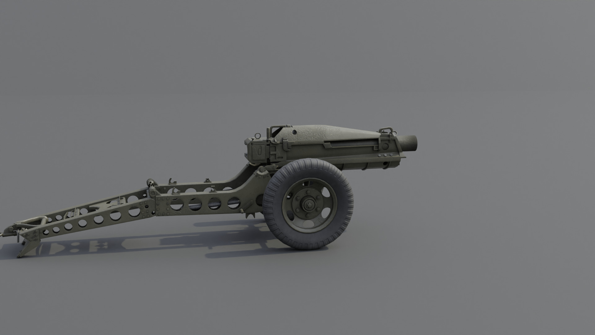 75mm pack howitzer M1A1 Low-poly 3D model_14