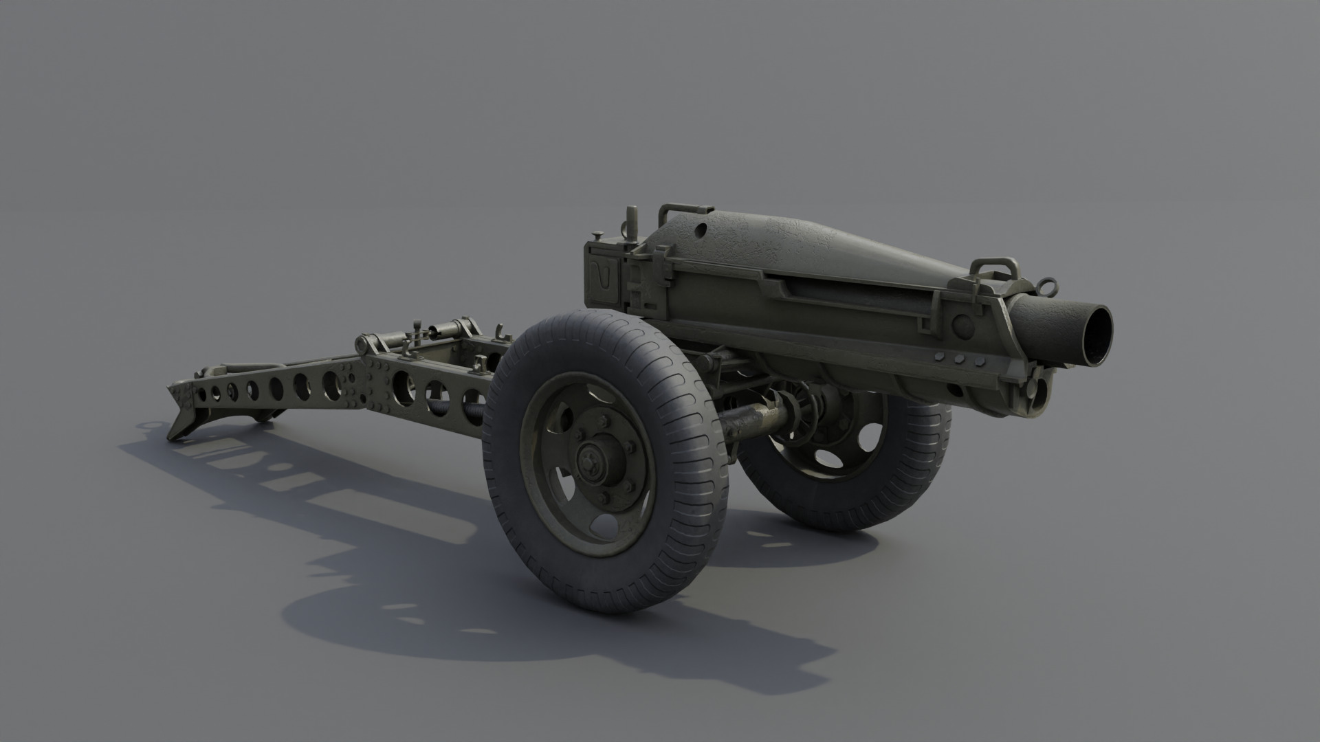 75mm pack howitzer M1A1 Low-poly 3D model_3