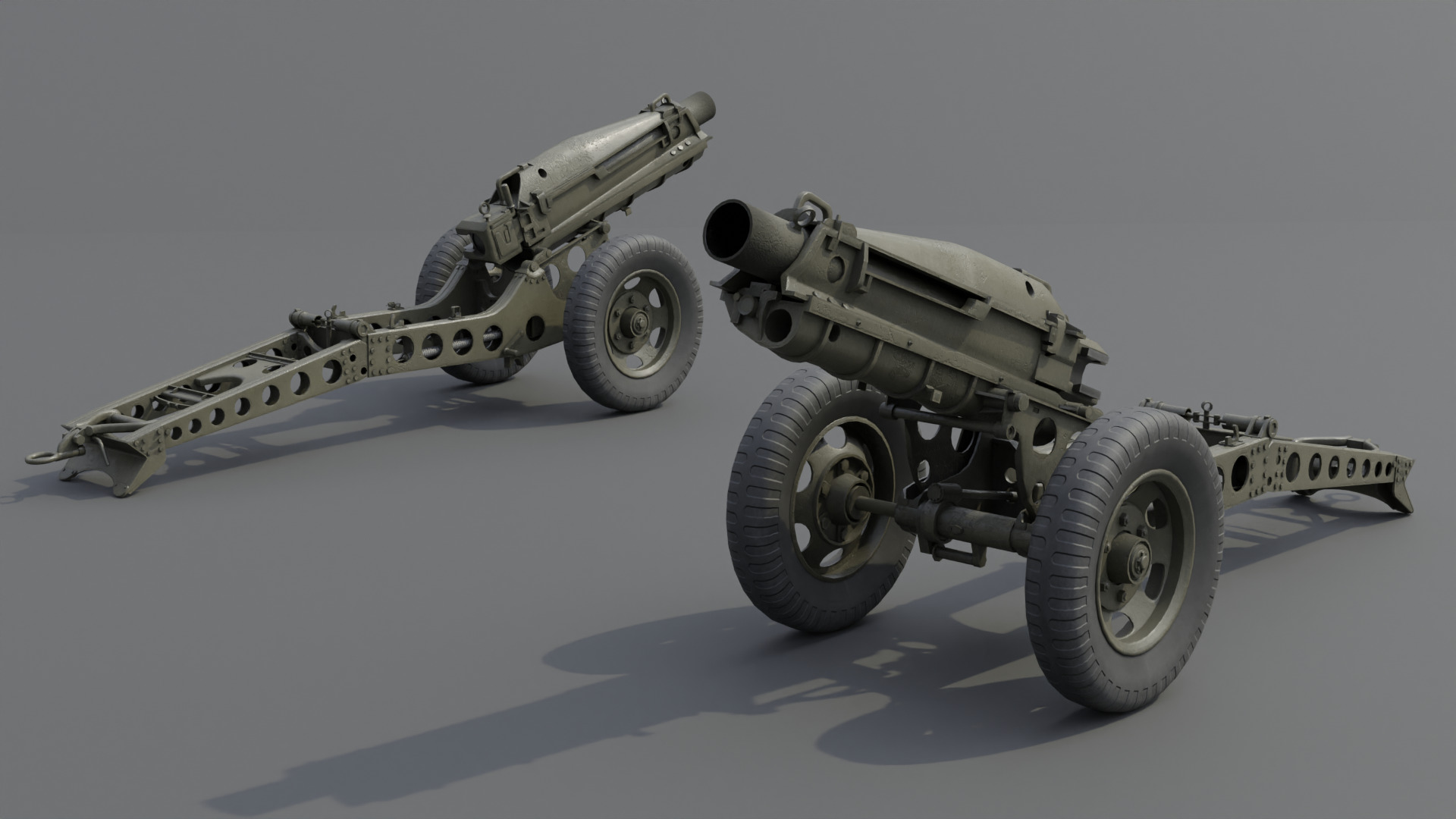 75mm pack howitzer M1A1 Low-poly 3D model_2