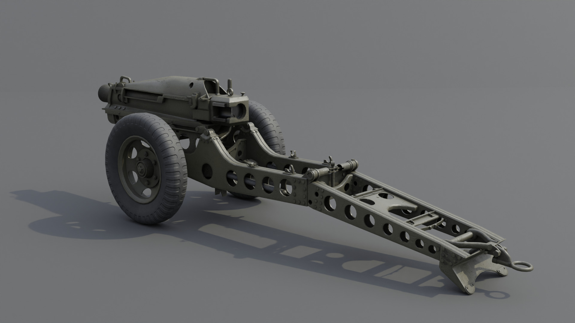 75mm pack howitzer M1A1 Low-poly 3D model_5