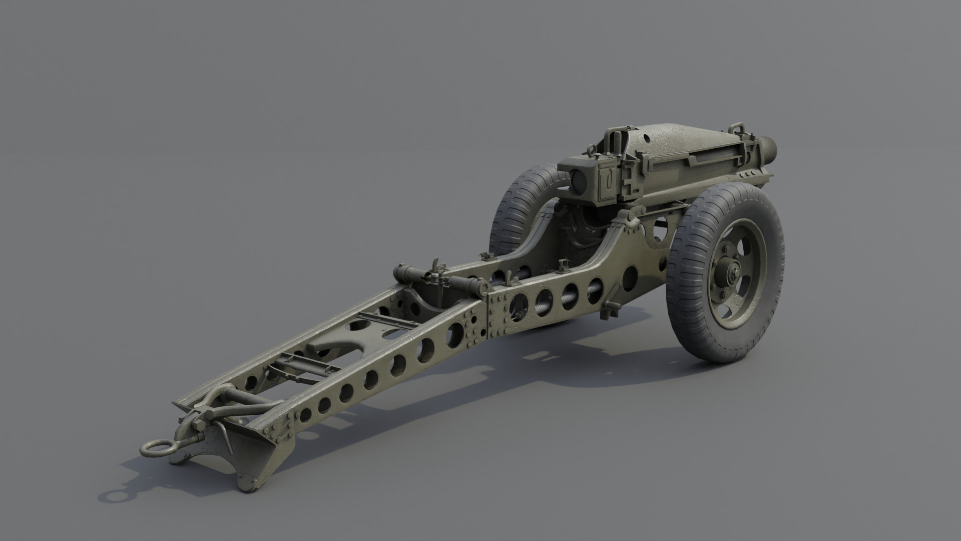 75mm pack howitzer M1A1 Low-poly 3D model_4