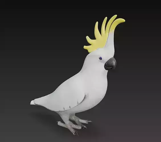Cockatoo Parrot 3D Model Basic - Low Poly Simple