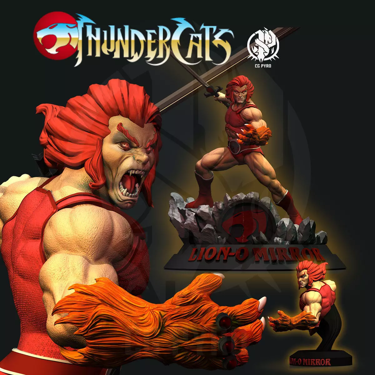 LionO Mirror Red Thundercats STL 3d printing 3D print model
