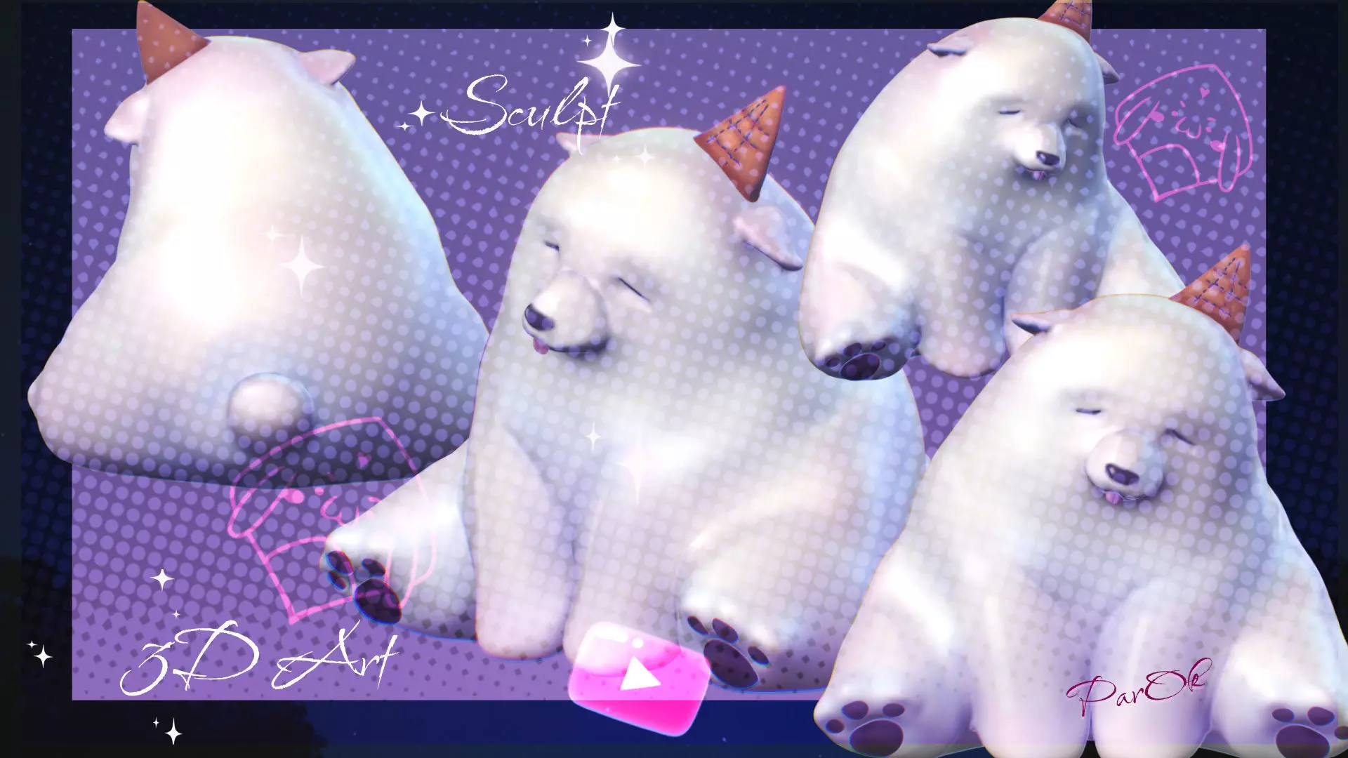 3D Sculpture of a Cute Ice Cream Bear 3D model