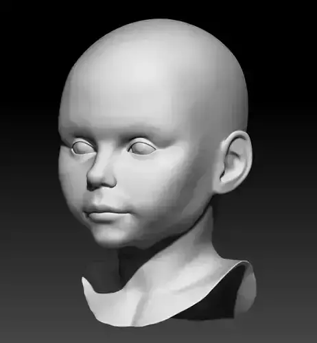 Child Head Base Mesh Highpoly Realistic ZBrush Model
