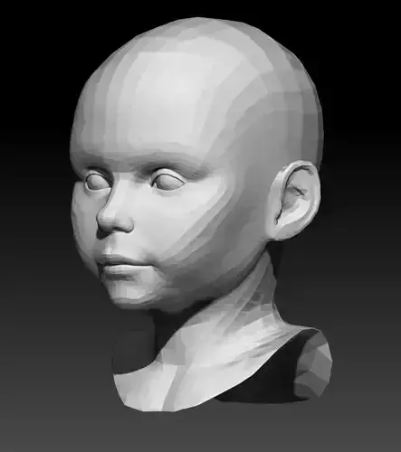 Child Head Base Mesh LowPoly Realistic ZBrush Model