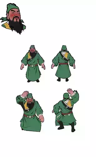 Chinese Ink Style 3D Character -GuanYu