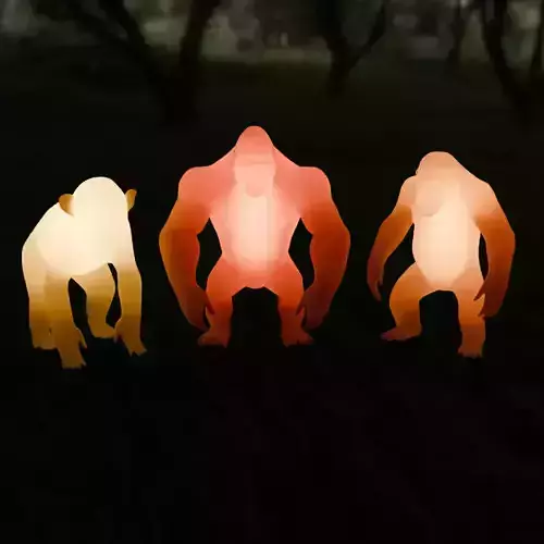 Indirect lighting of large monkeys Low-poly 3D model