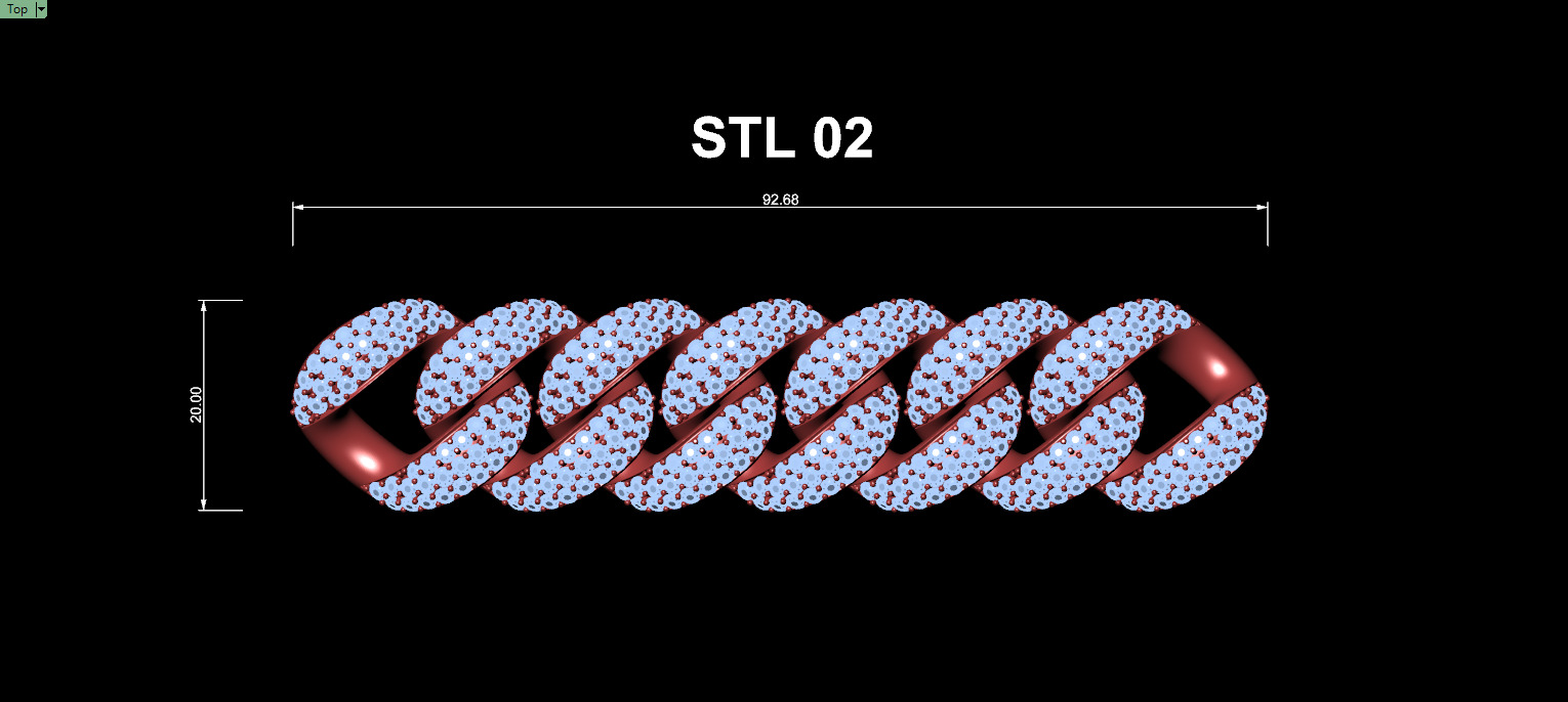 20mm Wide CUBAN Link Chain - SOLID FOR BRACELETS OR NECKLACE 3D print model_16